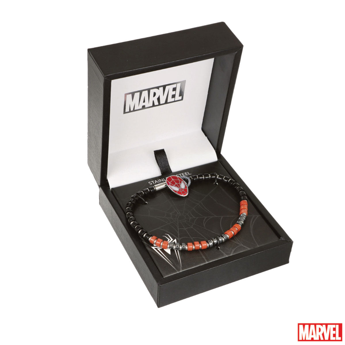 Bransoletka stalowa z koralikami - Spider Man - Marvel
