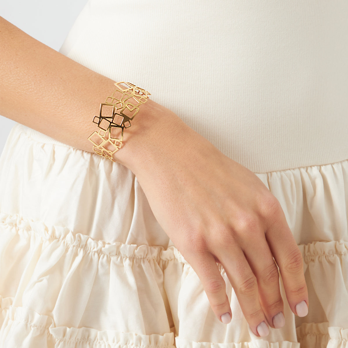 Bransoletka stalowa sztywna - geometryczna - Moderno