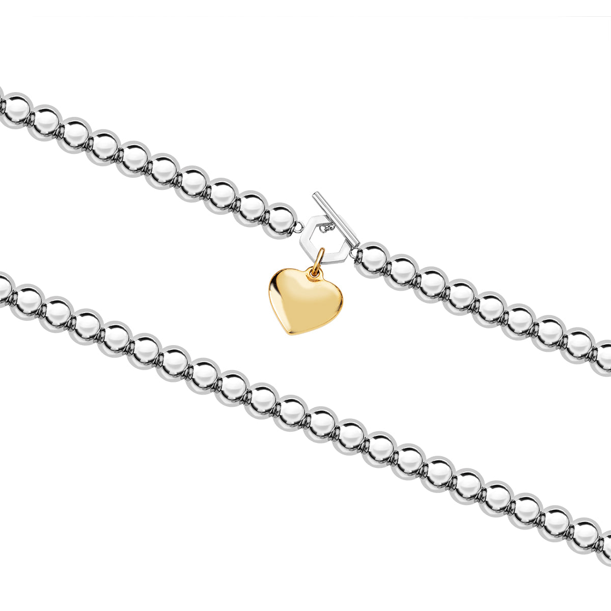 Bransoletka stalowa - kulki - serce - Moderno