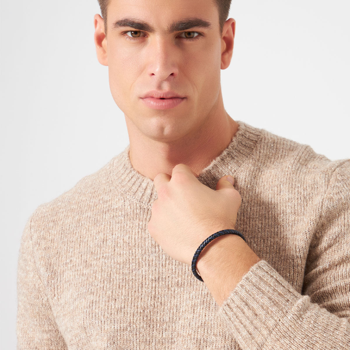 Bransoletka skórzana - stalowa - Moderno