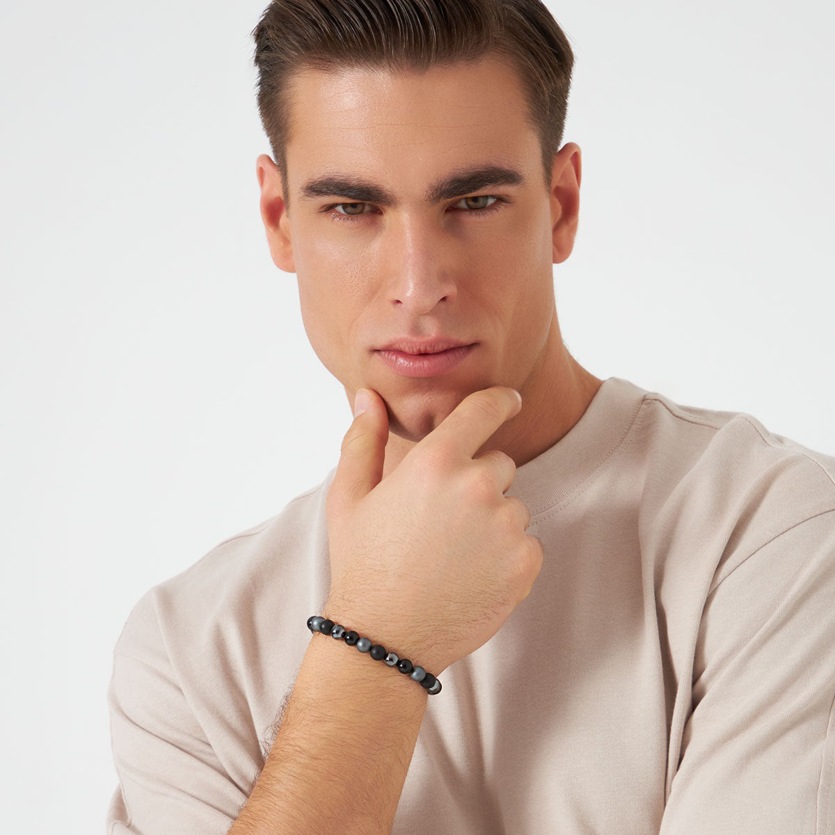 Bransoletka z hematytu i onyksu - Grafito