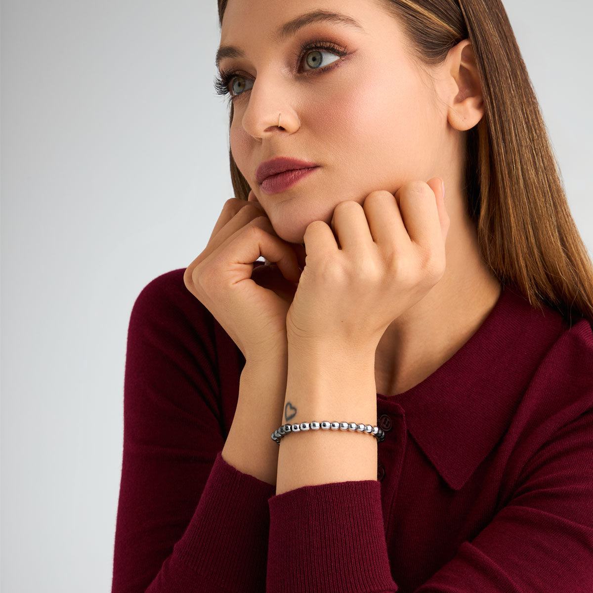 Bransoletka z hematytem i czarnym onyksem - kulki