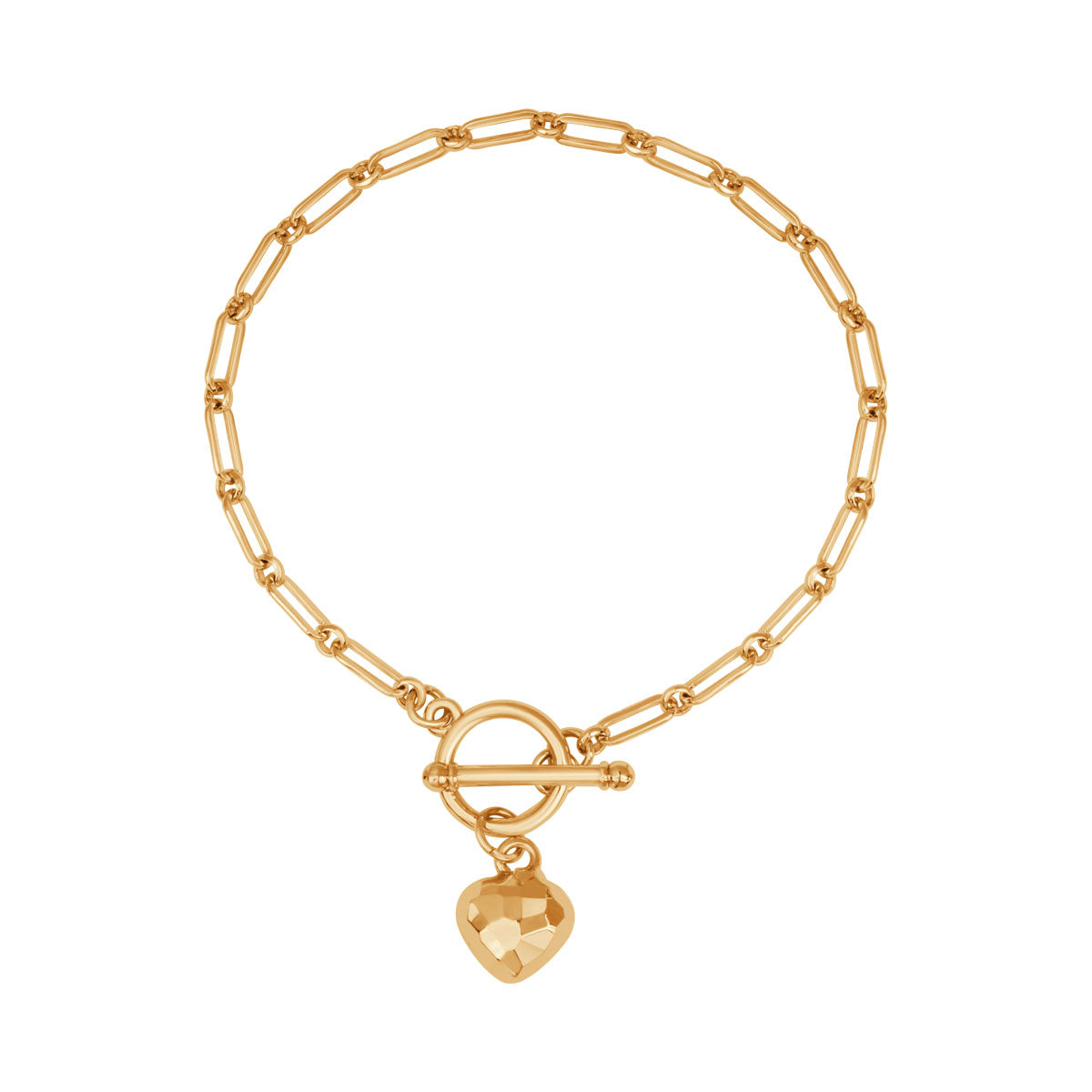 Bransoletka z mosiądzu pozłacana - serce - Moderno