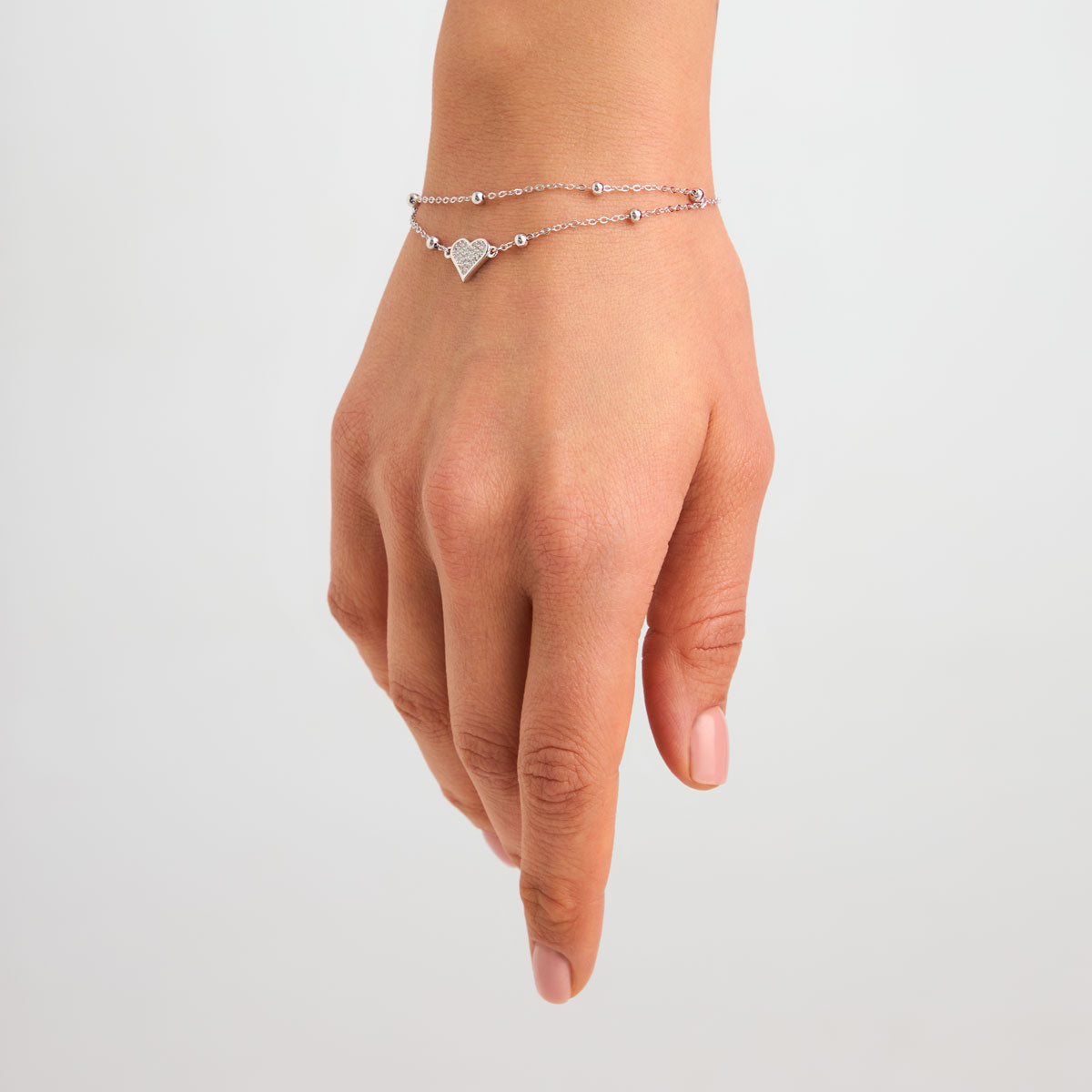 Bransoletka srebrna z cyrkoniami - serce