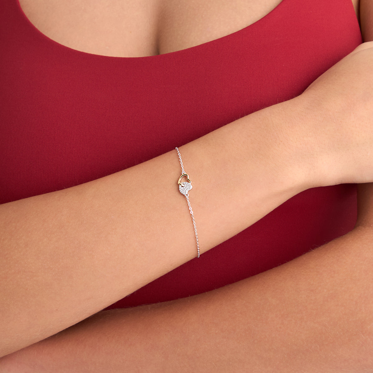 Bransoletka srebrna z cyrkoniami - serca - Symbole Miłości