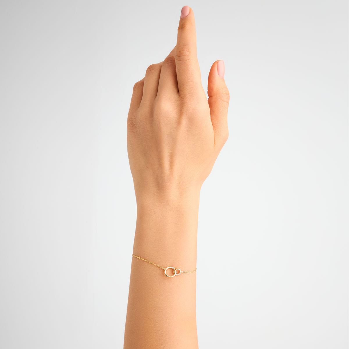 Bransoletka srebrna pozłacana z cyrkoniami - koła