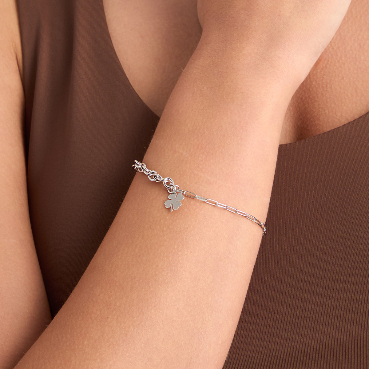 Bransoletka srebrna - koniczyna