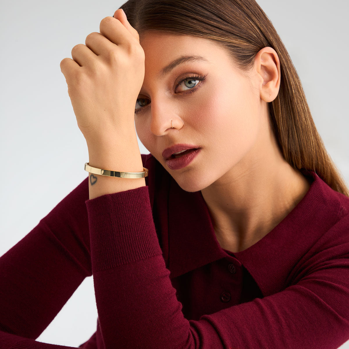 Bransoletka srebrna sztywna pozłacana - Senza