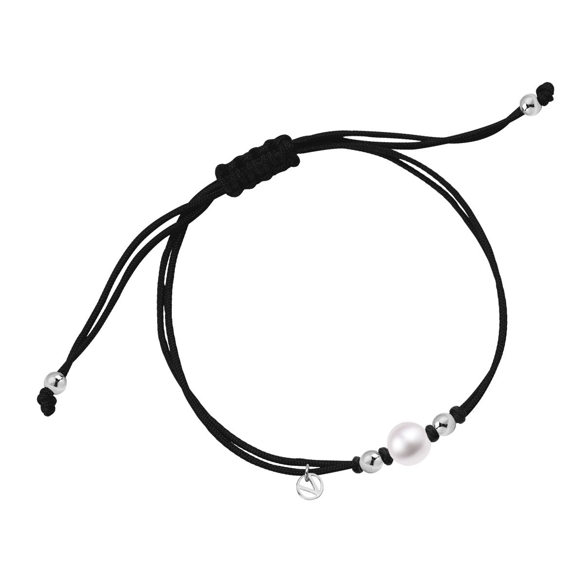 Bransoletka srebrna na sznurku z perłą