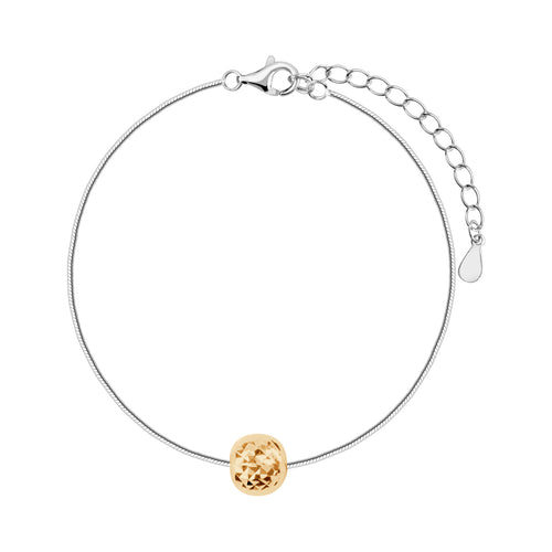 Bransoletka srebrna pozłacana - kulka - żmijka