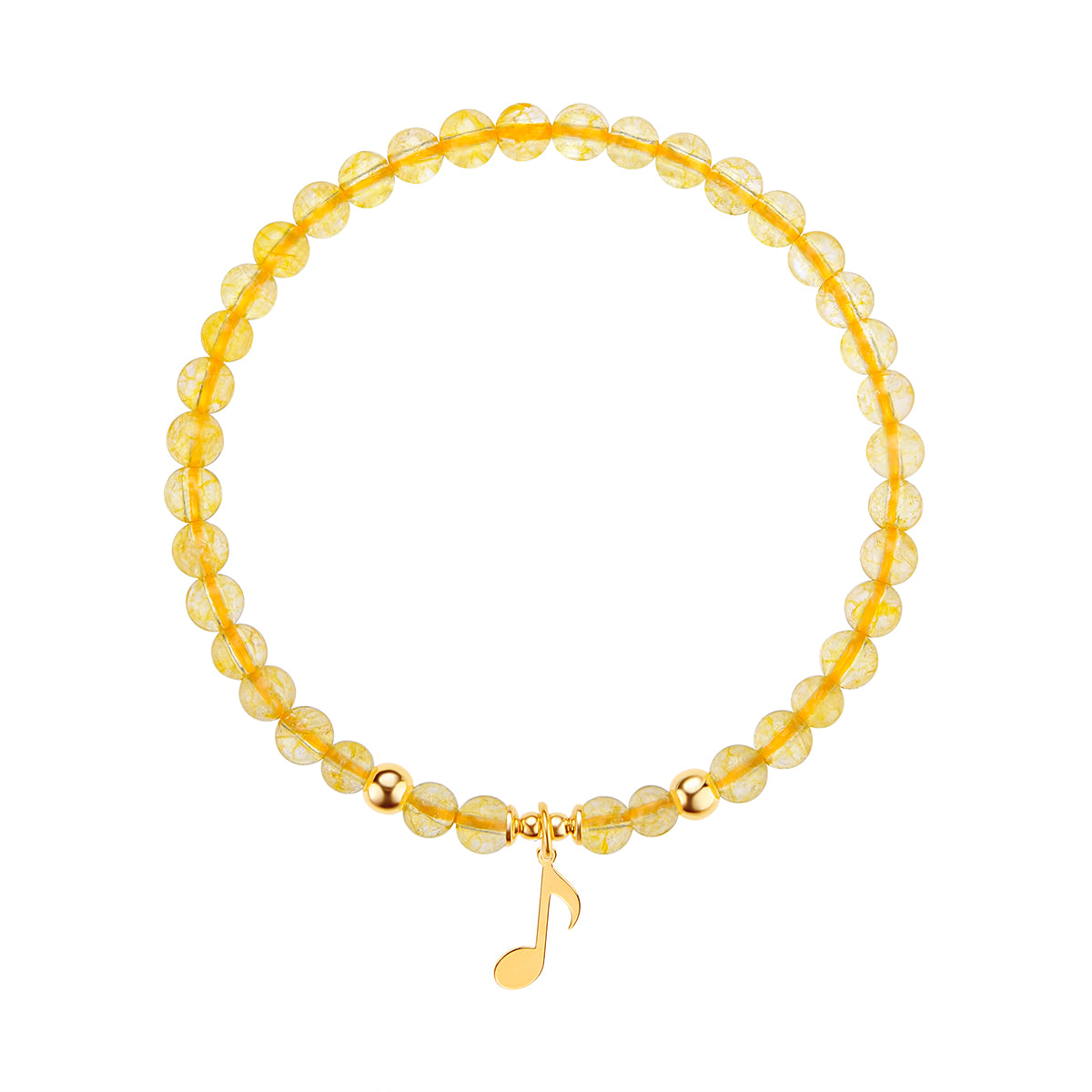 Bransoletka srebrna pozłacana z żółtymi cytrynami - kulki - Verona