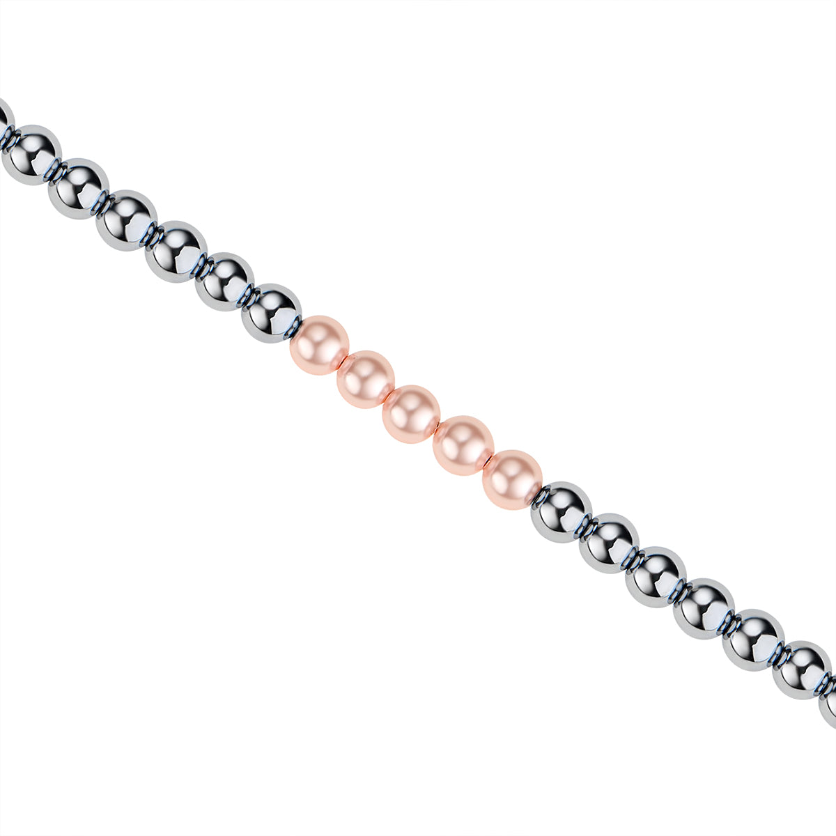 Bransoletka srebrna z hematytem i muszlą - kulki - Grafito