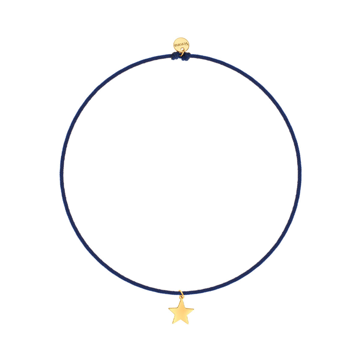 Bransoletka srebrna pozłacana na granatowym sznurku - gwiazdka