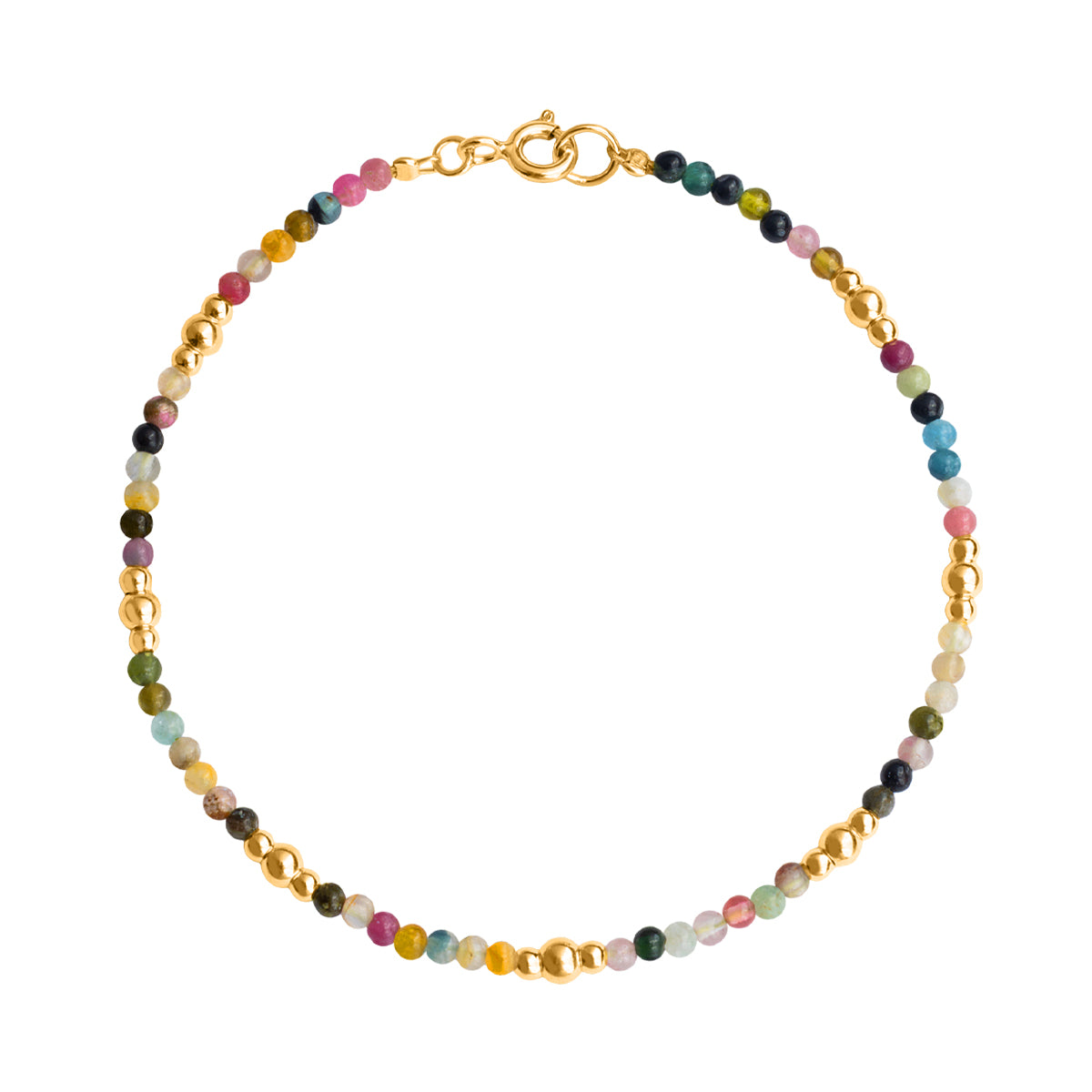 Bransoletka srebrna pozłacana z turmalinami - kulki