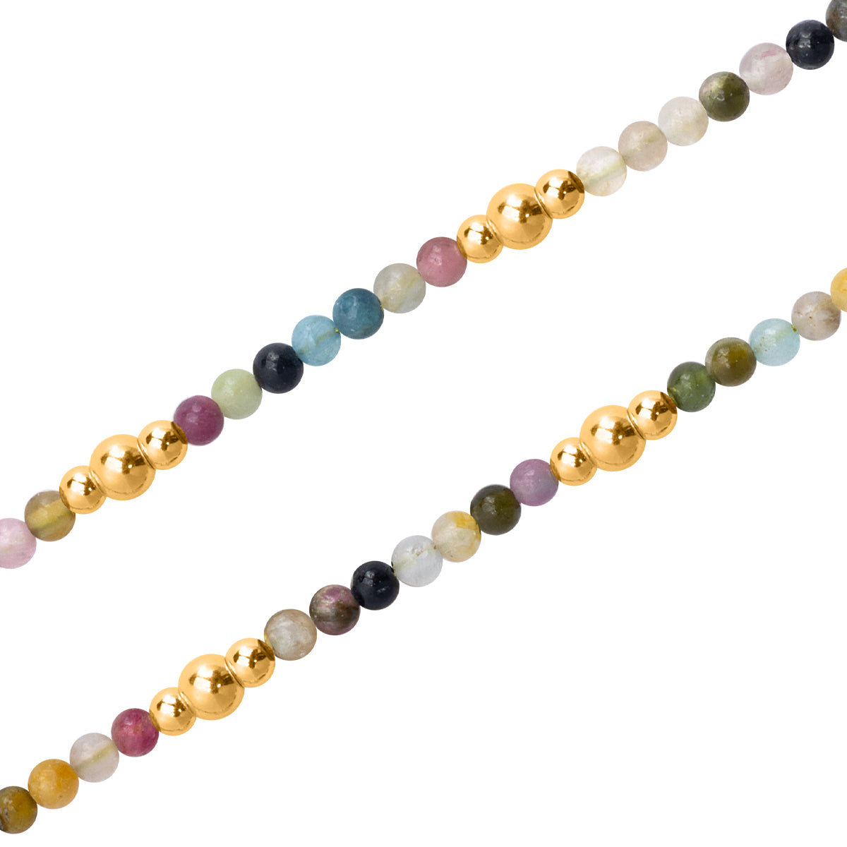 Bransoletka srebrna pozłacana z turmalinami - kulki