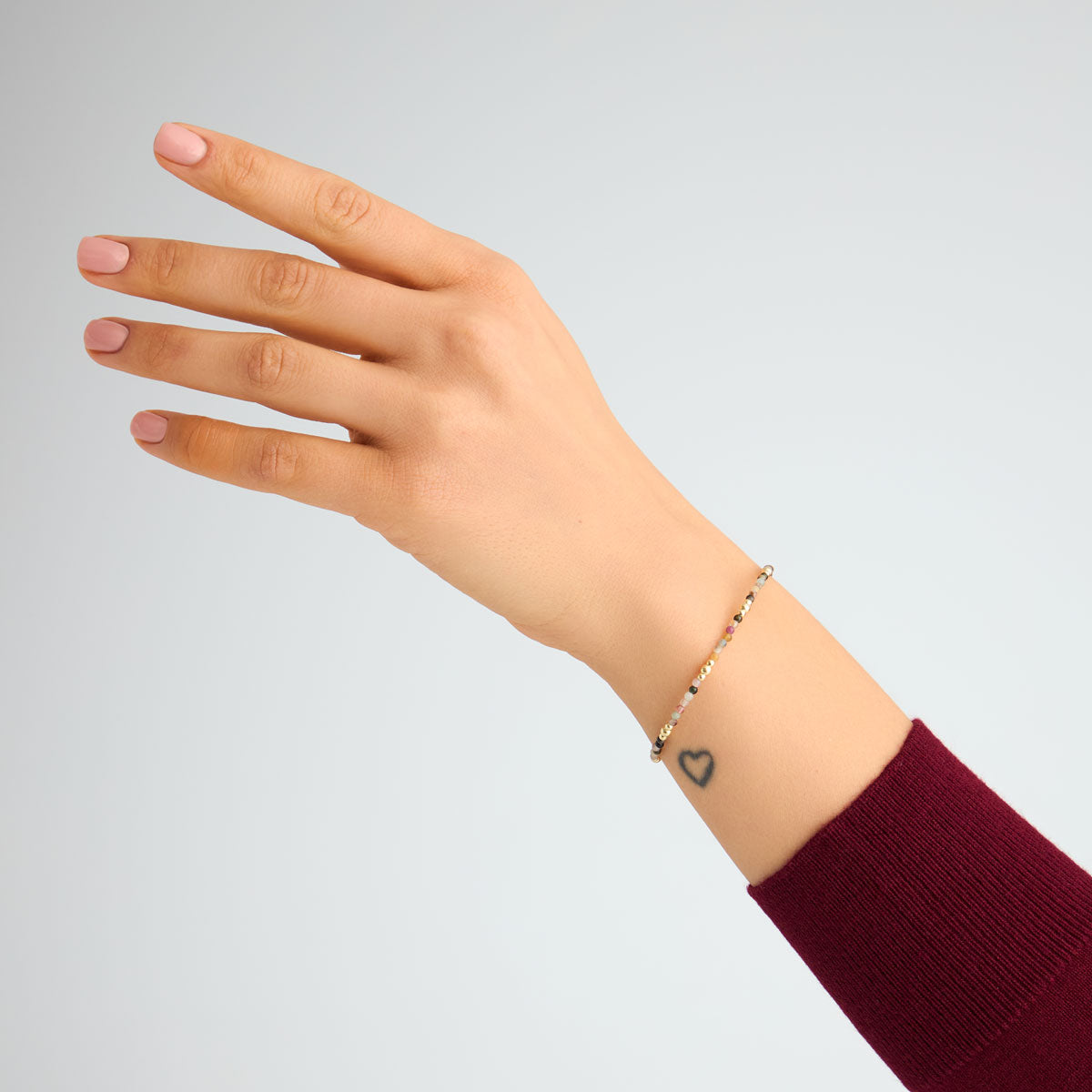 Bransoletka srebrna pozłacana z turmalinami - kulki