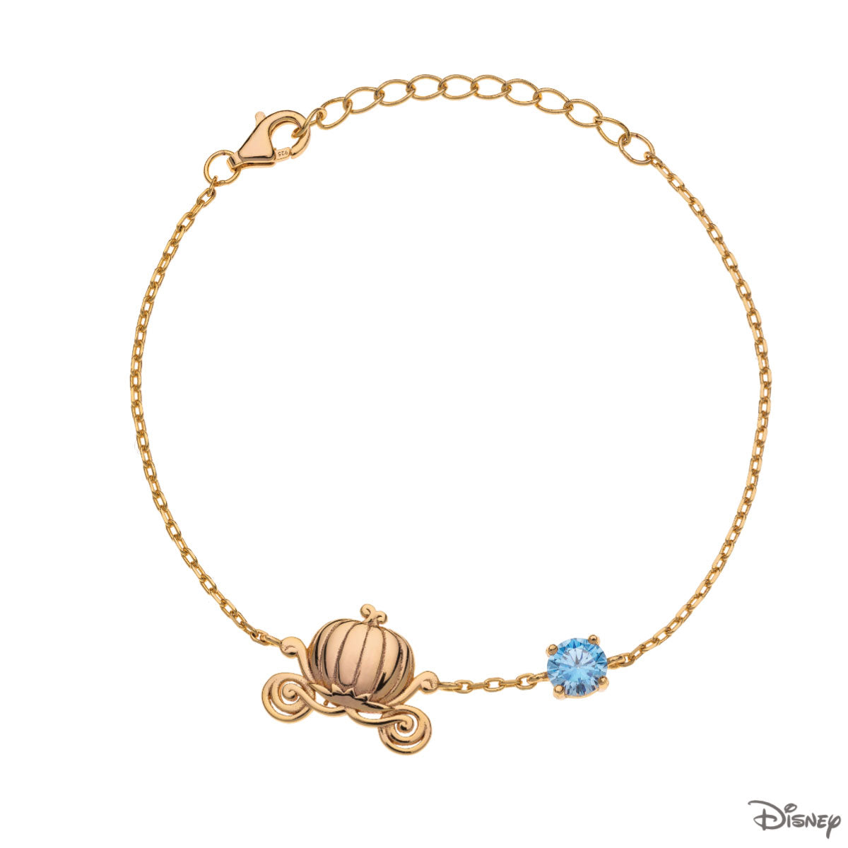 Bransoletka srebrna pozłacana z cyrkonią - karoca - Disney