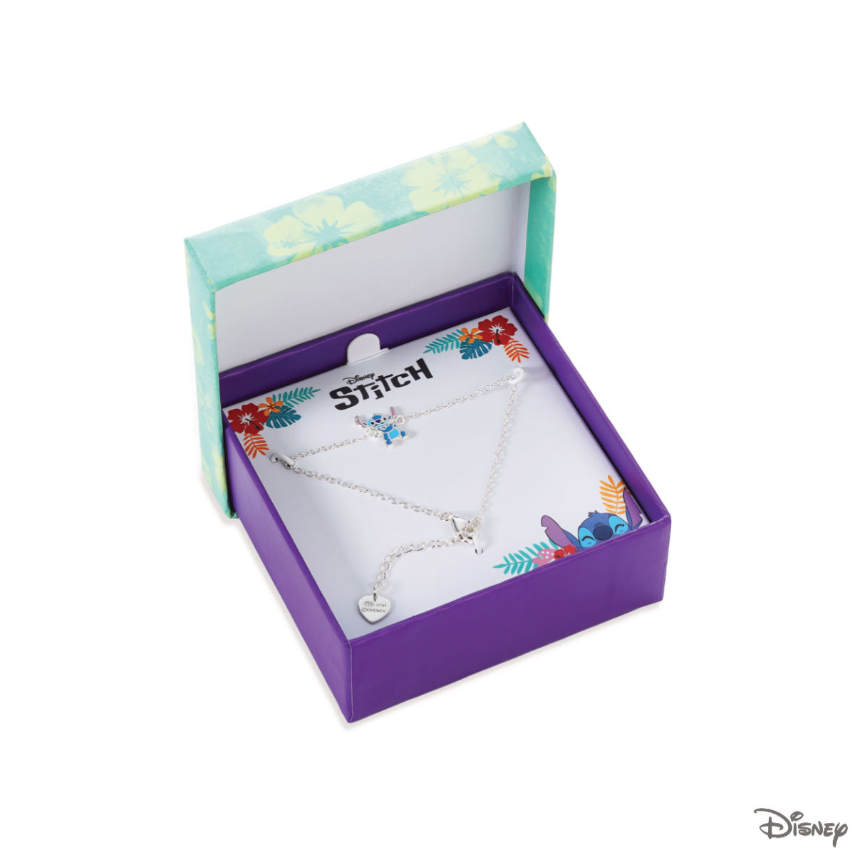Bransoletka srebrna z niebieską emalią - Stitch - Disney