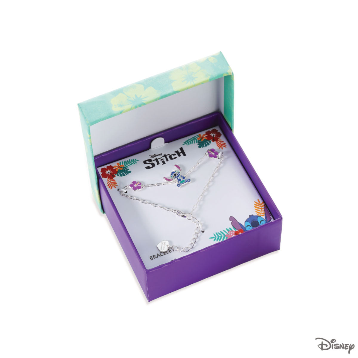 Bransoletka srebrna z emalią - Stitch - Disney