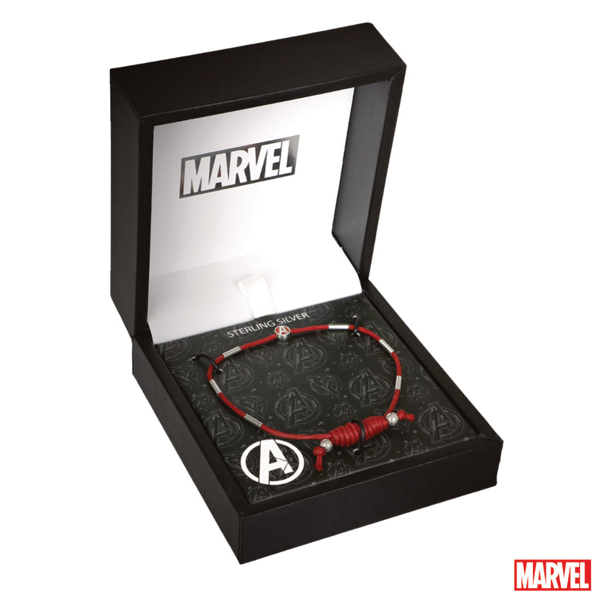 Bransoletka srebrna na czerwonym sznurku - Avengers - Marvel