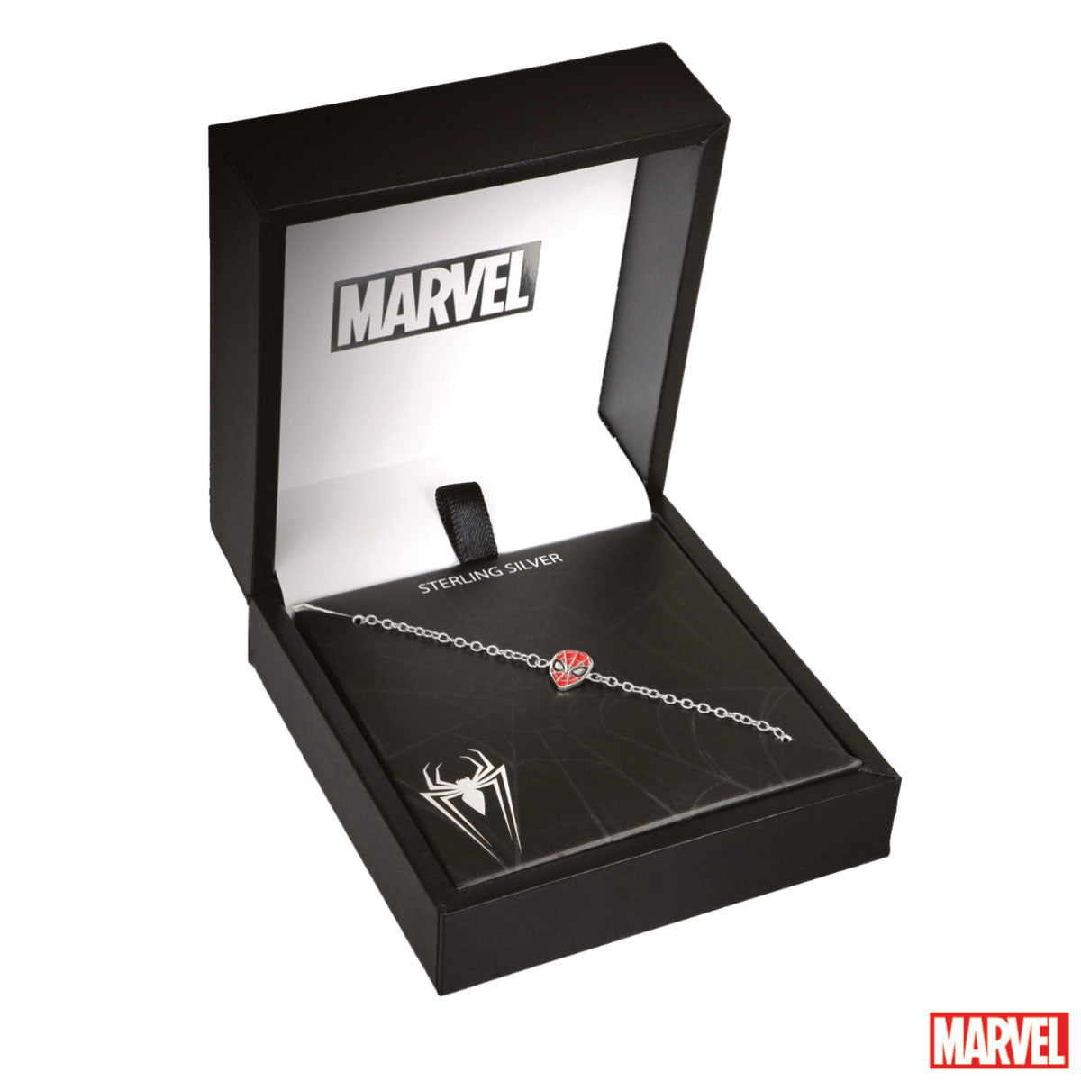 Bransoletka srebrna z czerwoną emalią - Spider-Man - Marvel