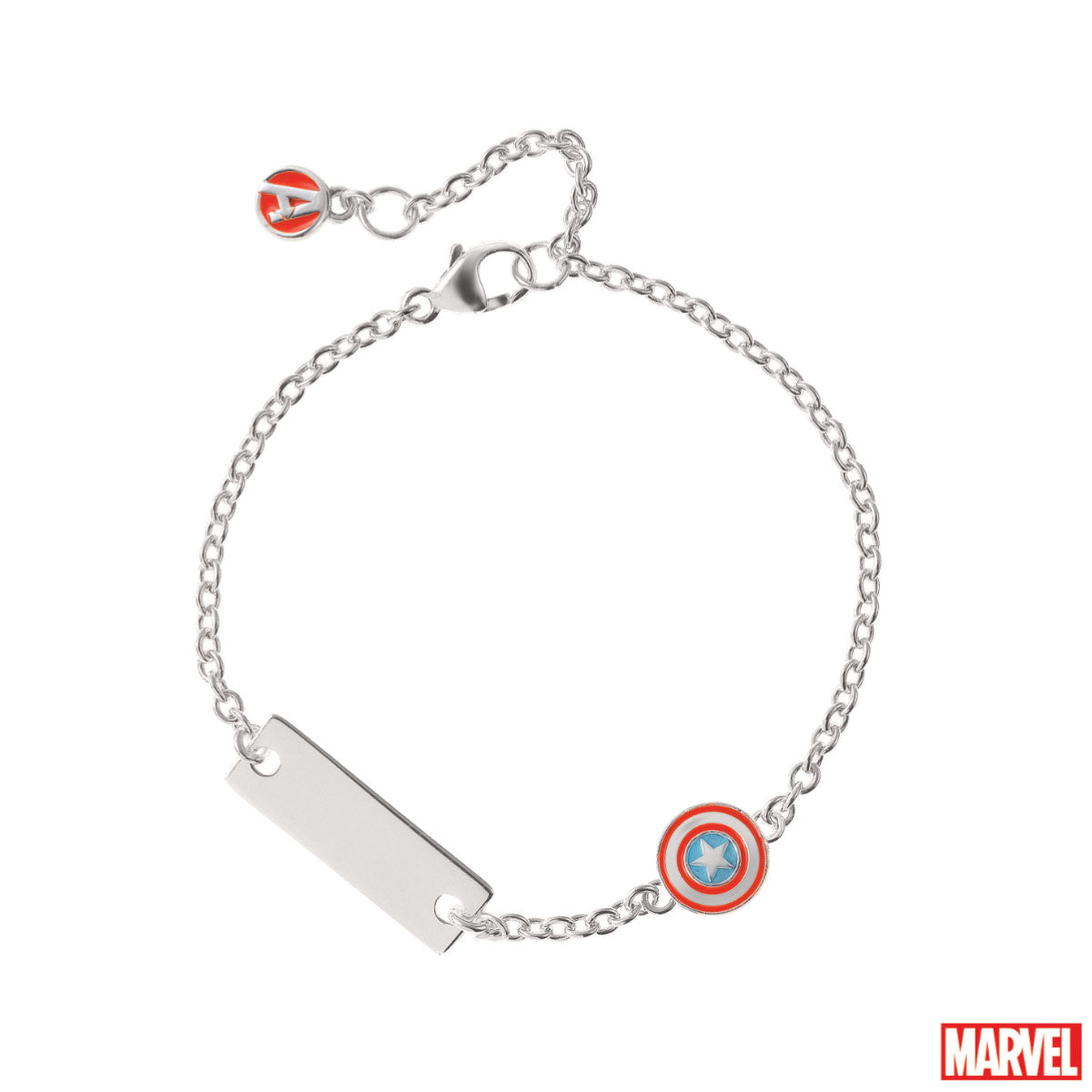 Bransoletka srebrna z blaszką - Kapitan Ameryka - Marvel