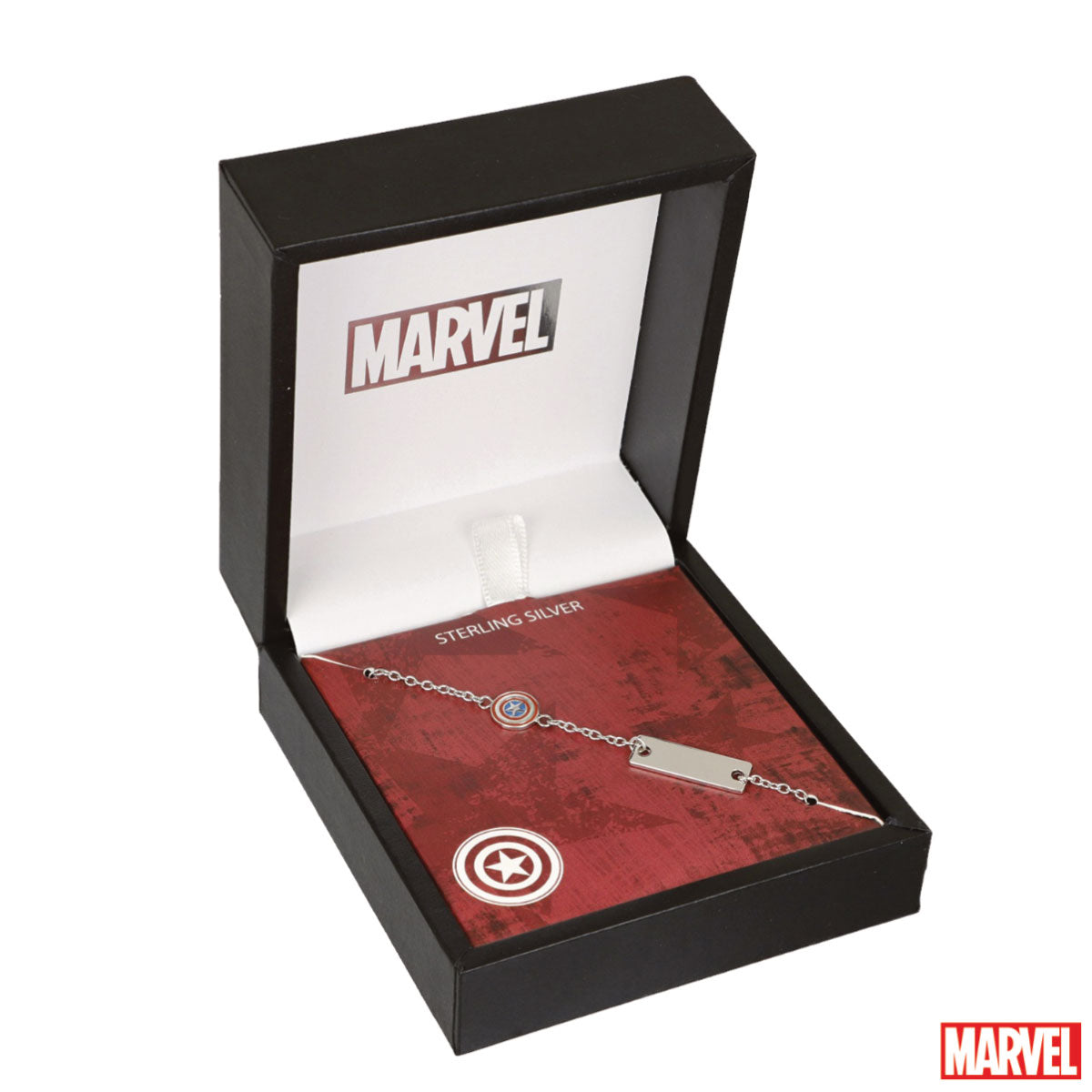 Bransoletka srebrna z blaszką - Kapitan Ameryka - Marvel