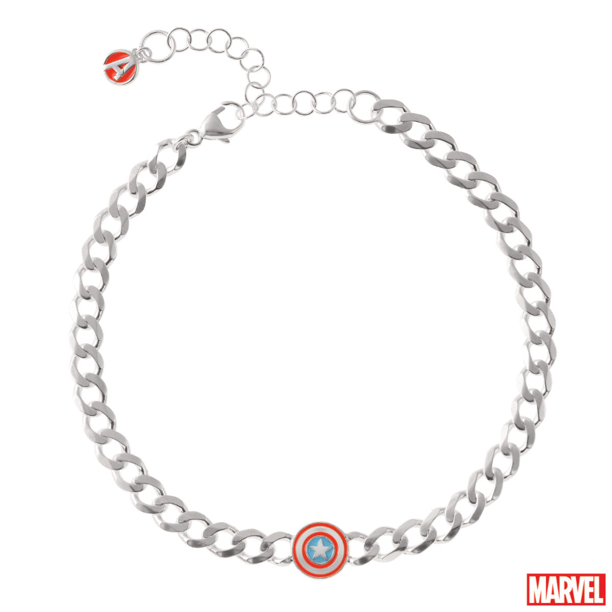 Bransoletka srebrna z emalią - Kapian Ameryka - Marvel