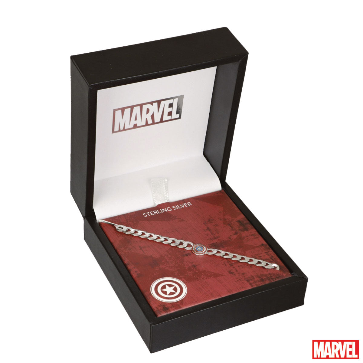 Bransoletka srebrna z emalią - Kapian Ameryka - Marvel