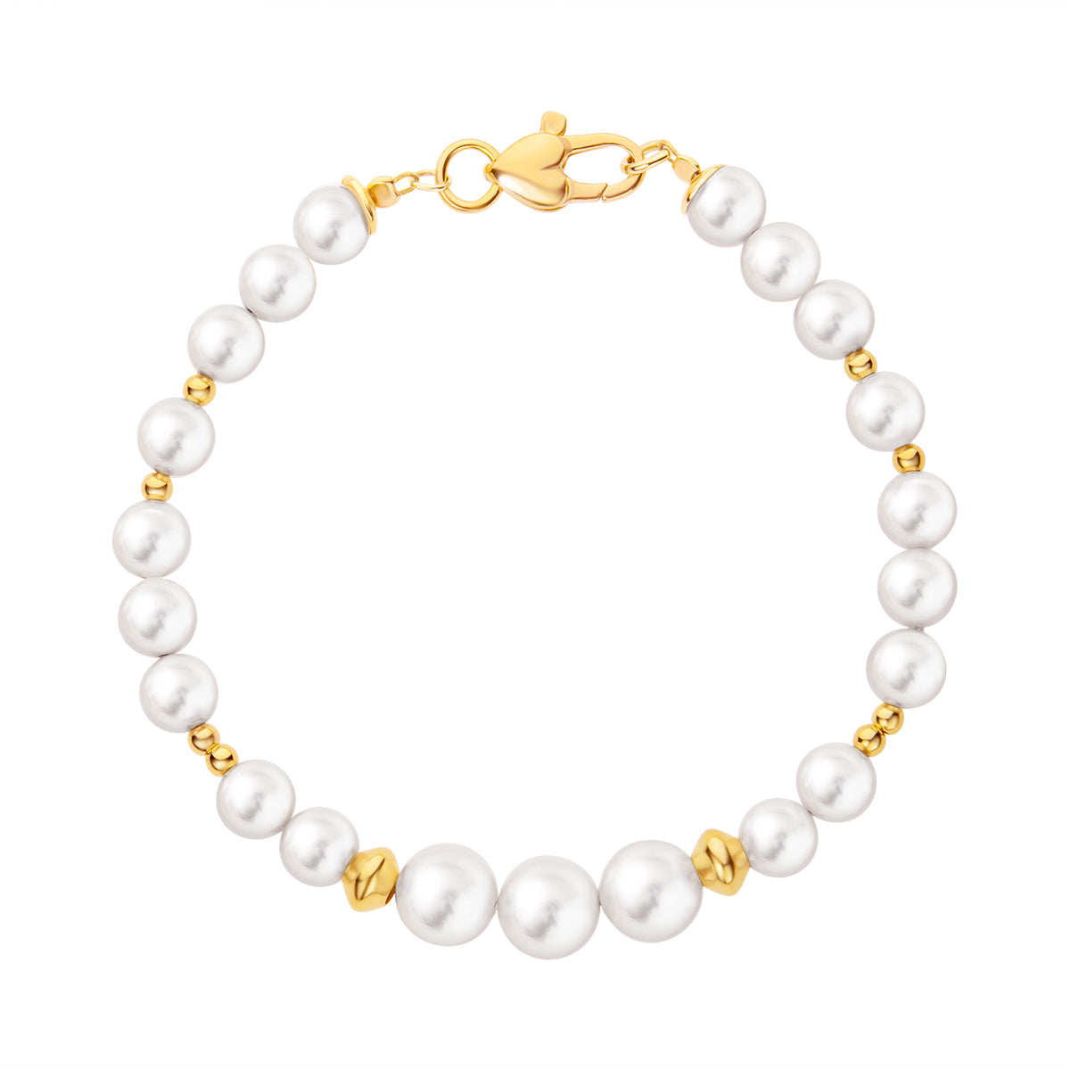 Bransoletka srebrna pozłacana z białą muszlą - kulki