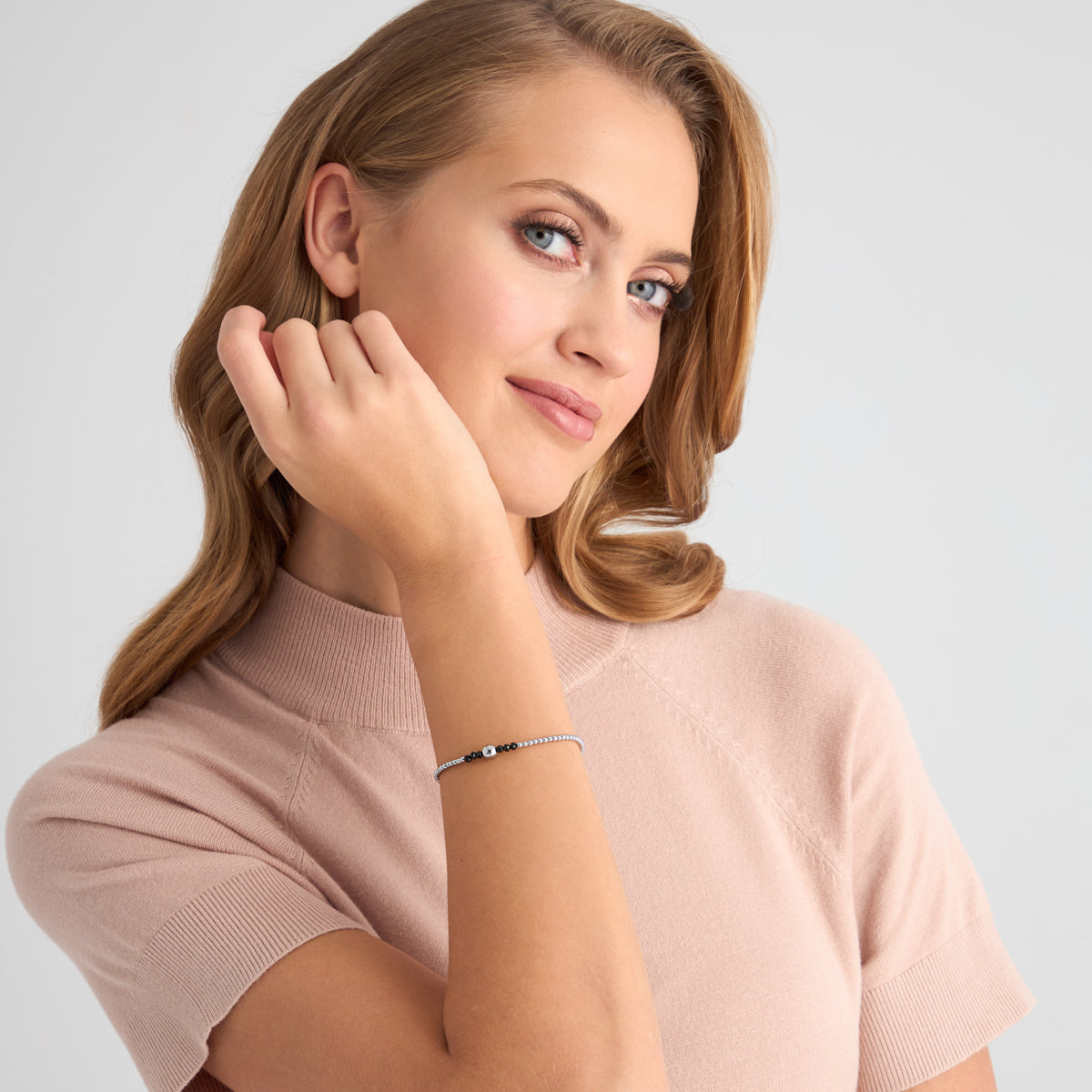 Bransoletka srebrna z hematytem i onyksem