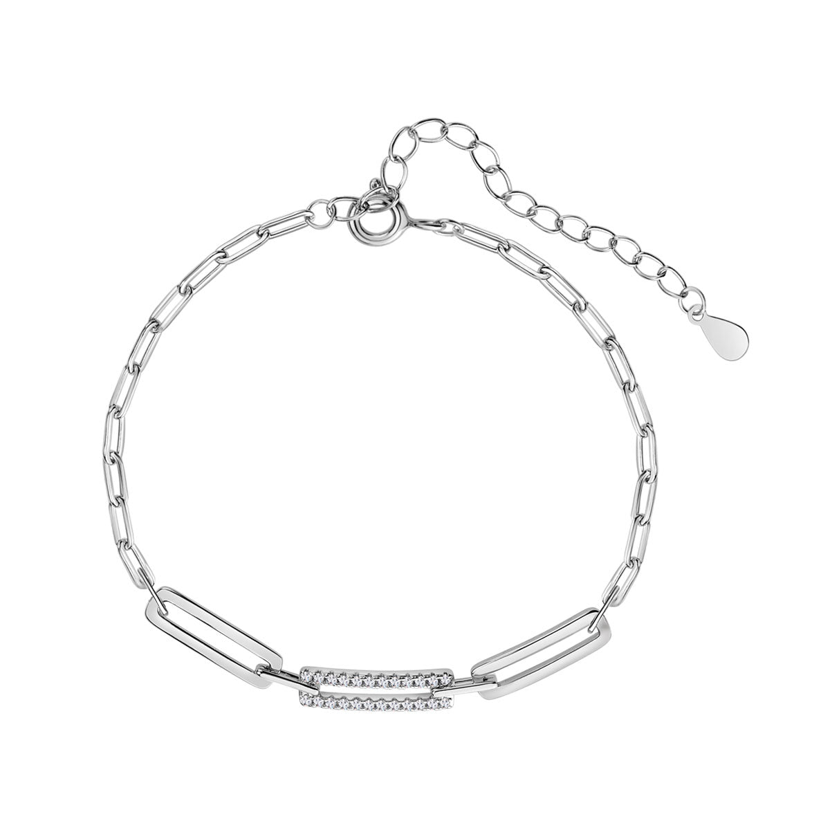 Bransoletka srebrna z cyrkoniami - geometryczna
