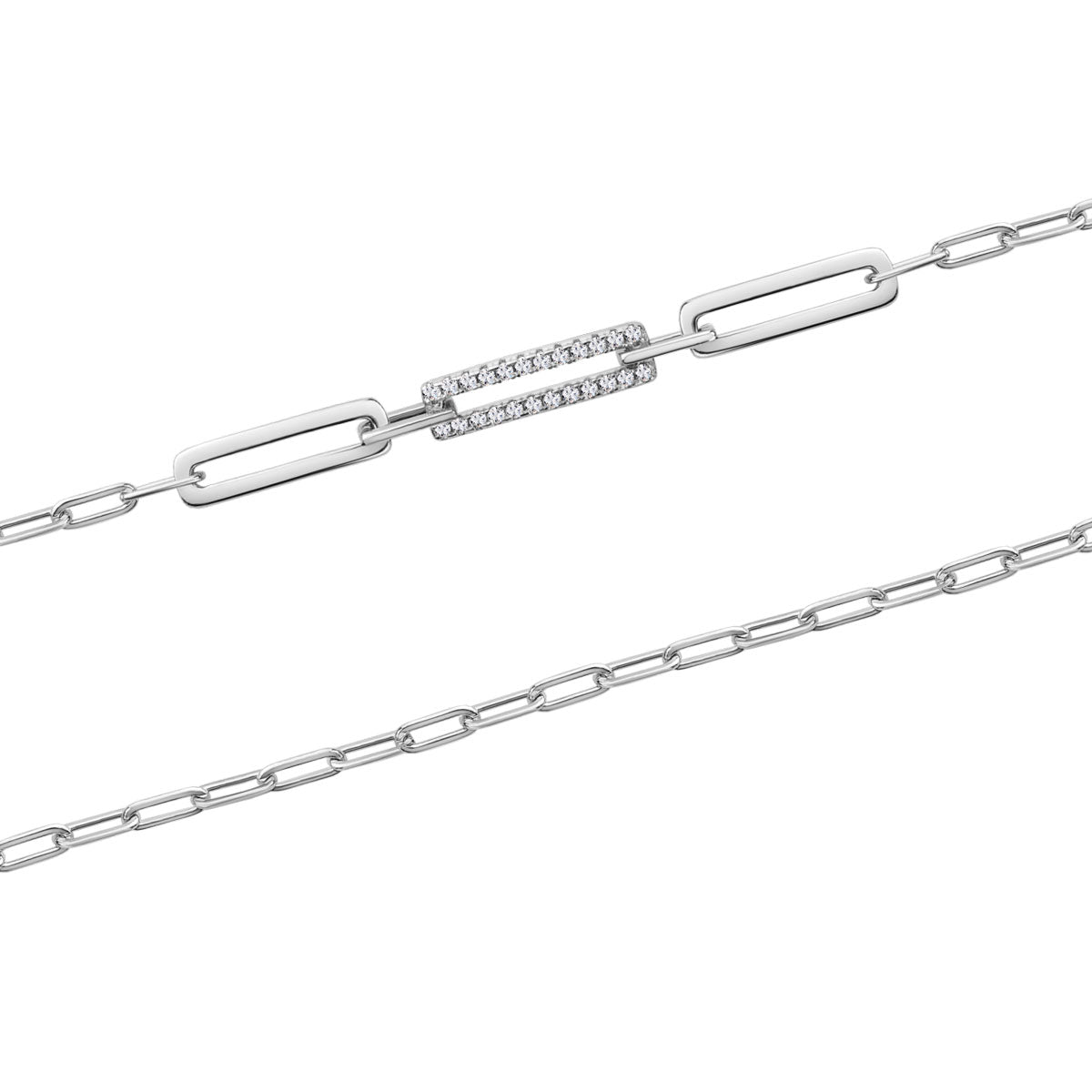 Bransoletka srebrna z cyrkoniami - geometryczna