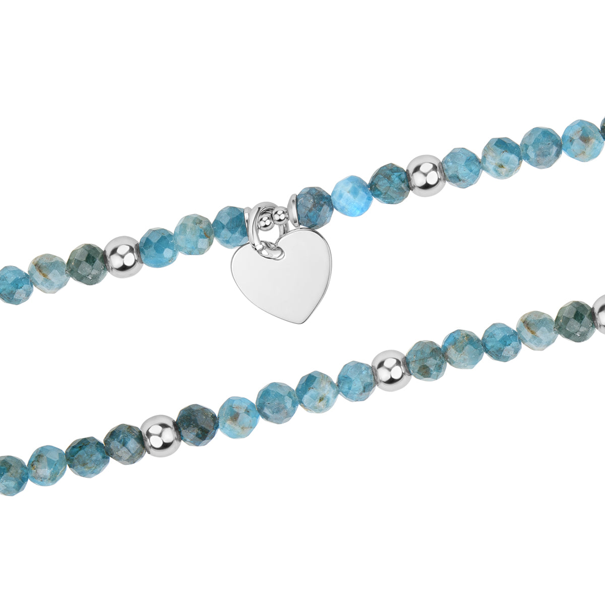 Bransoletka srebrna z kwarcem - kulki - serce