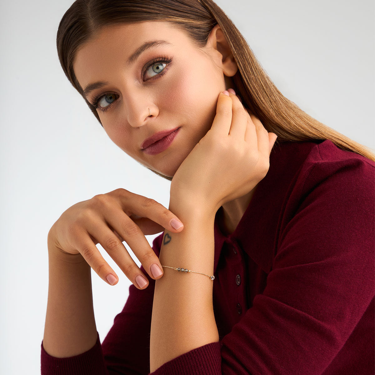 Bransoletka złota z cyrkoniami - kulki