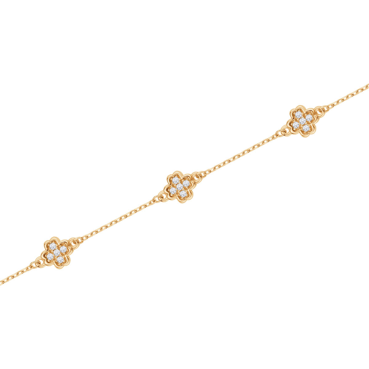 Bransoletka złota z cyrkoniami - koniczynki - Verona