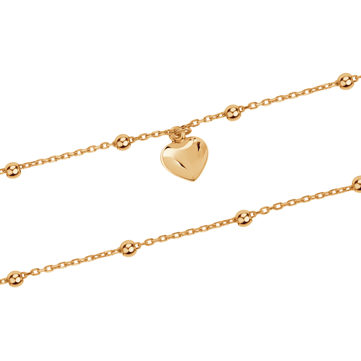 Bransoletka złota - serce - kulki