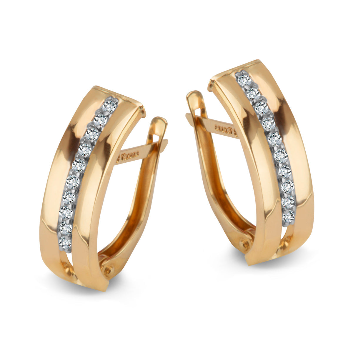 Kolczyki z dwukolorowego złota z cyrkoniami