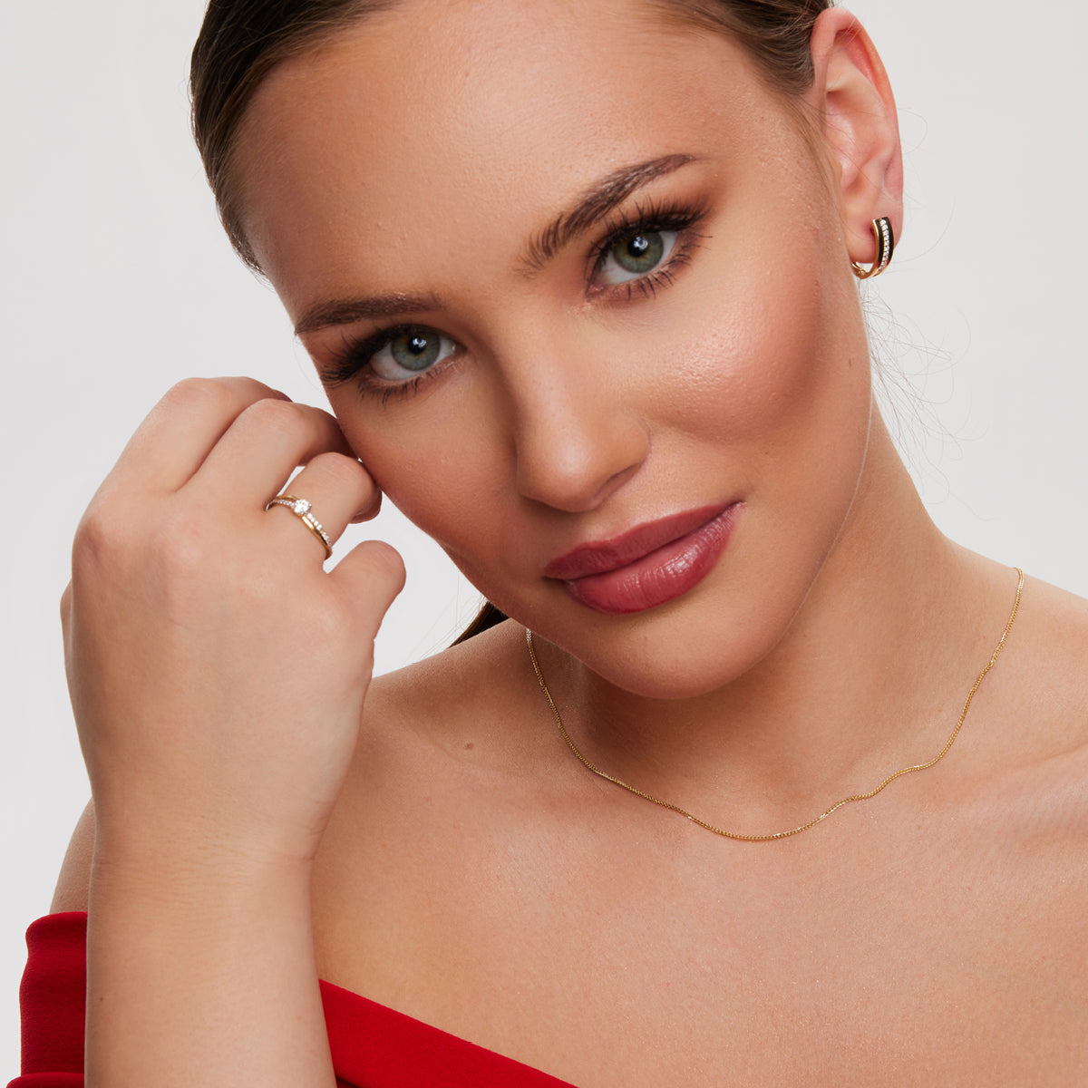 Kolczyki z dwukolorowego złota z cyrkoniami