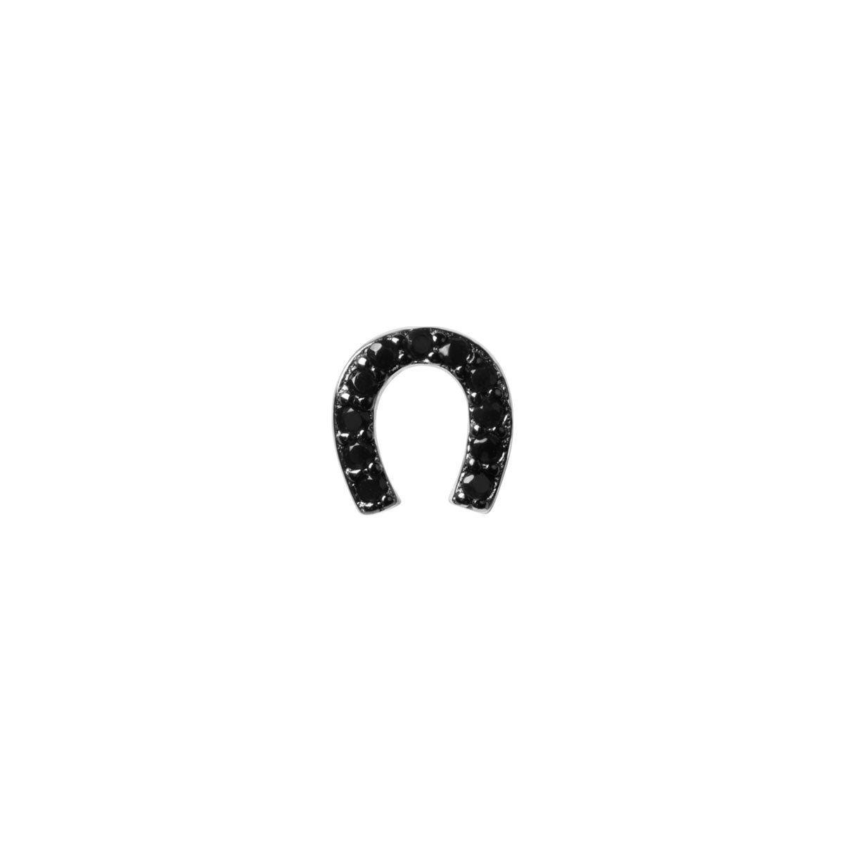 Kolczyk srebrny z czarnymi cyrkoniami - podkowa