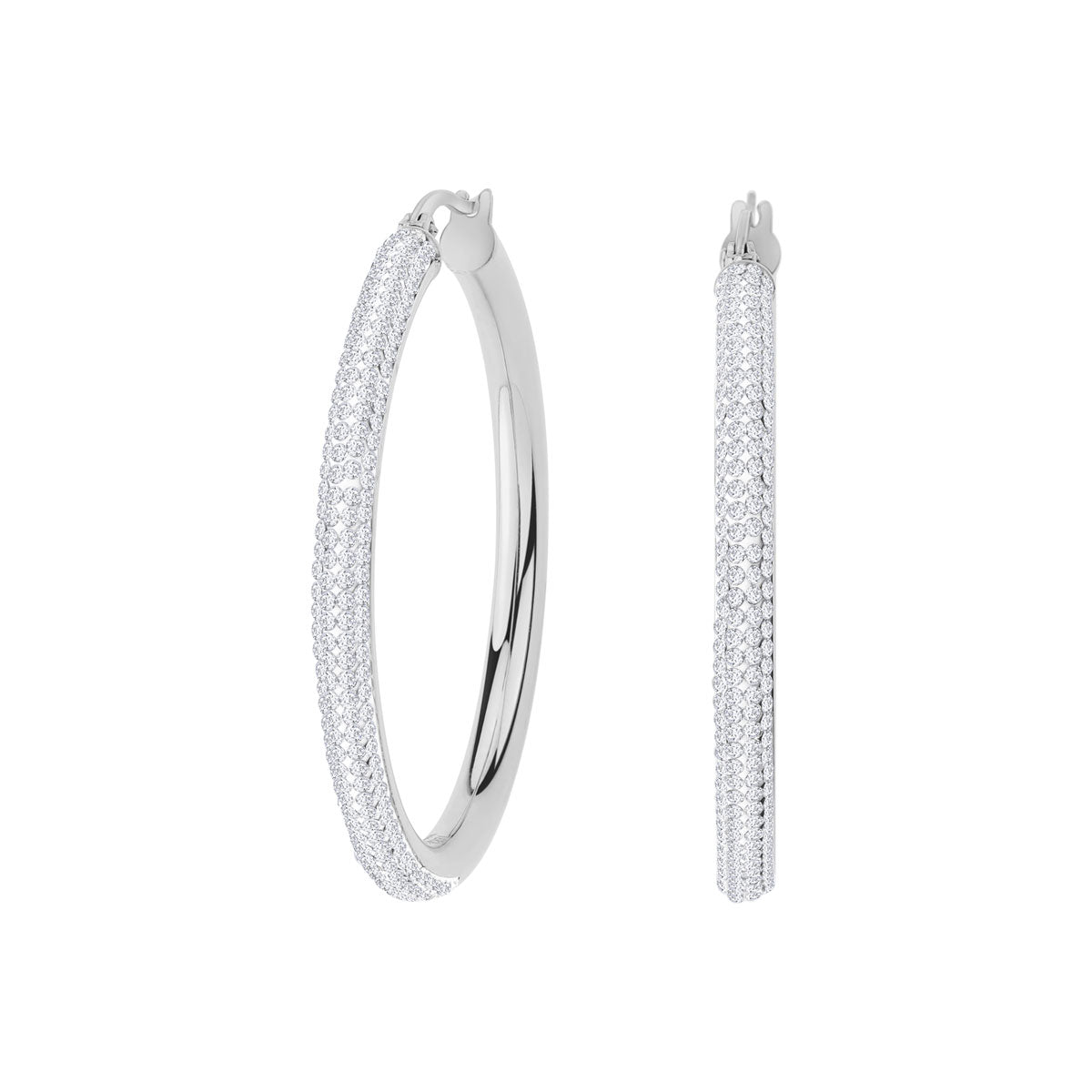 Kolczyki koła z bezbarwnym szkłem - stalowe - Moderno