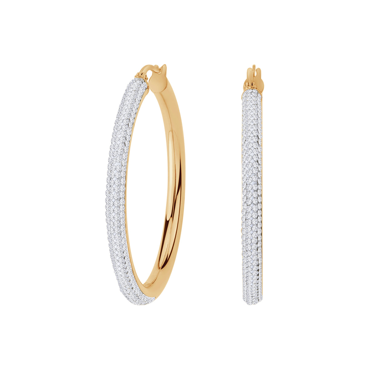 Kolczyki stalowe z bezbarwnymi, szklanymi kamieniami - koła