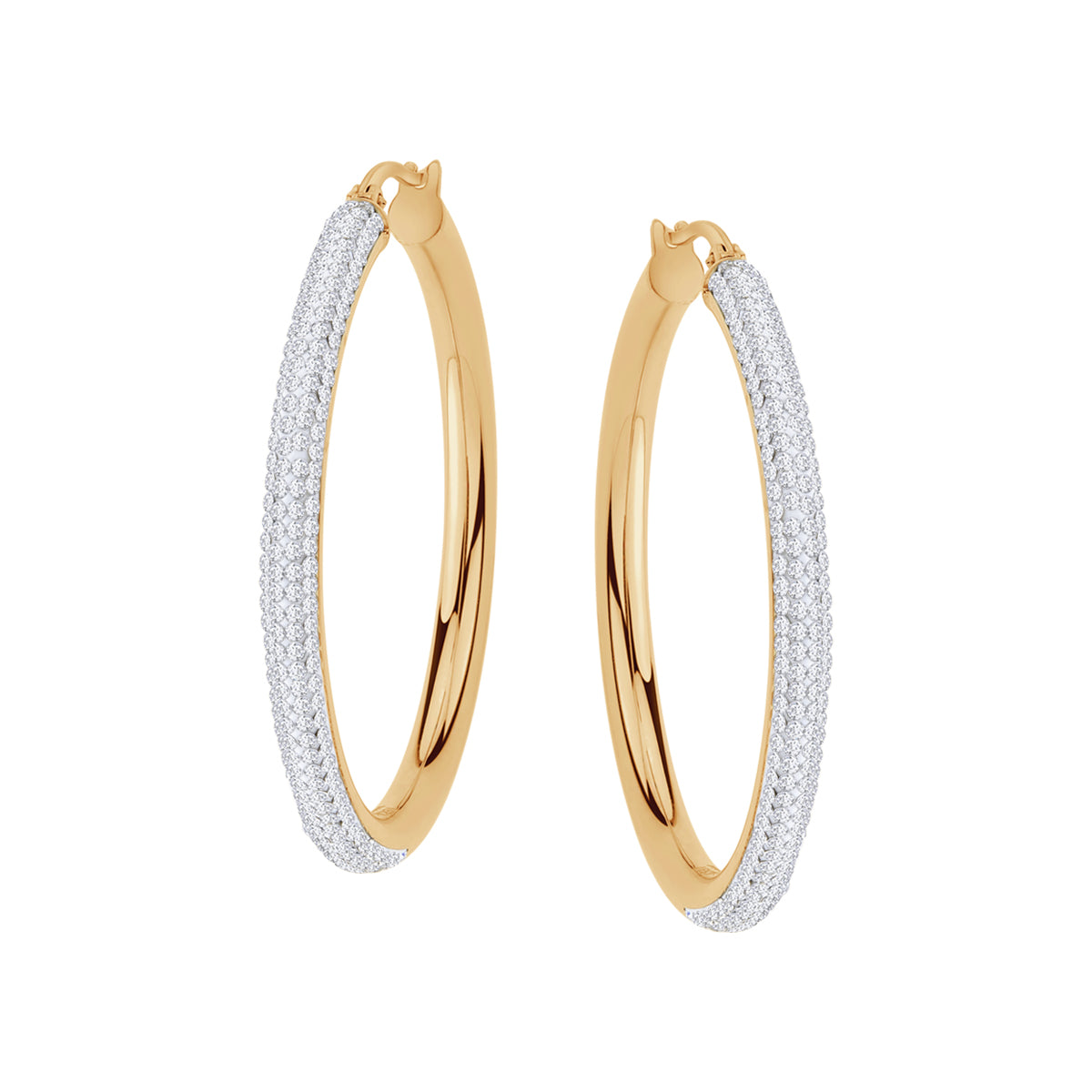 Kolczyki stalowe z bezbarwnymi, szklanymi kamieniami - koła