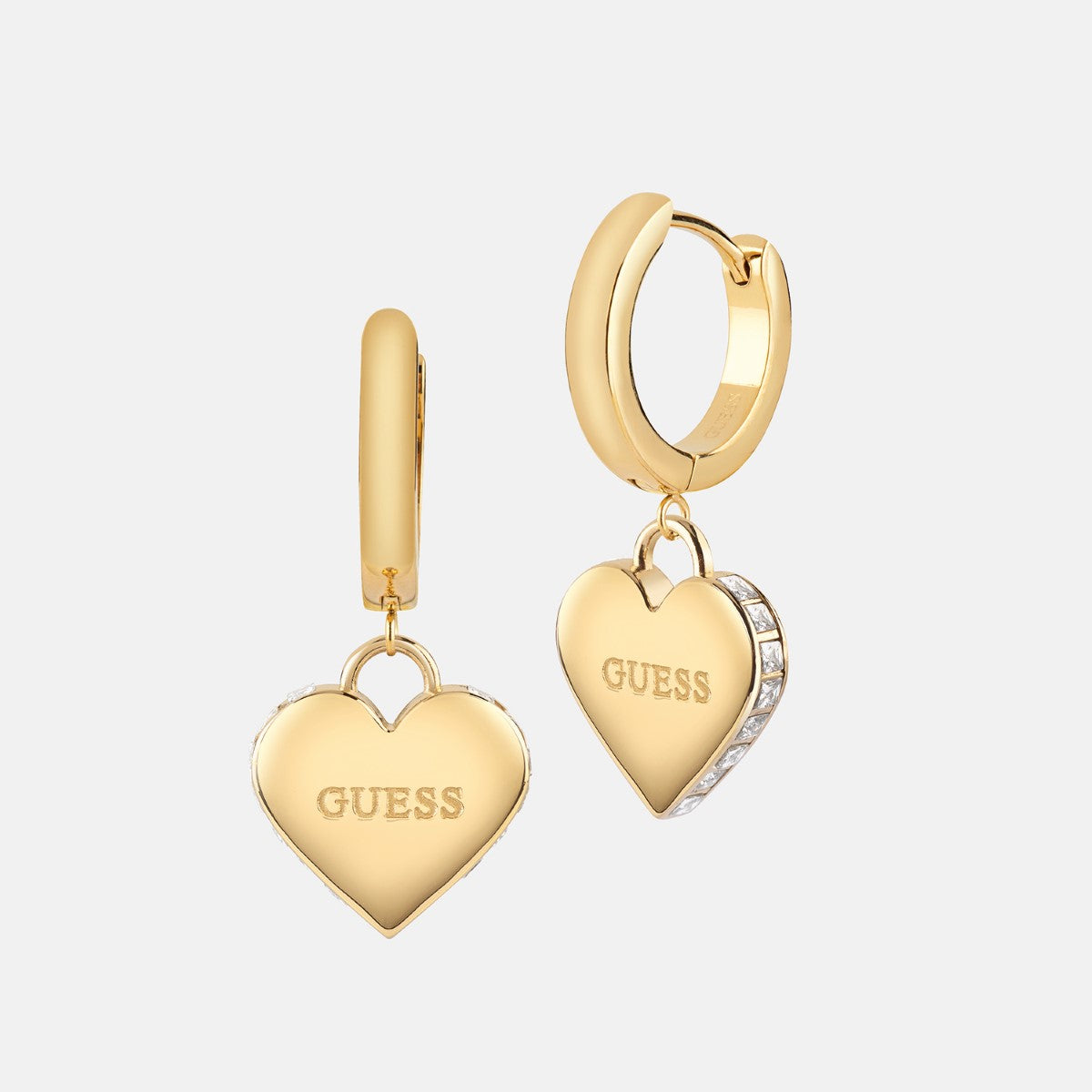 Kolczyki stalowe z cyrkoniami - serca - Guess Falling In Love