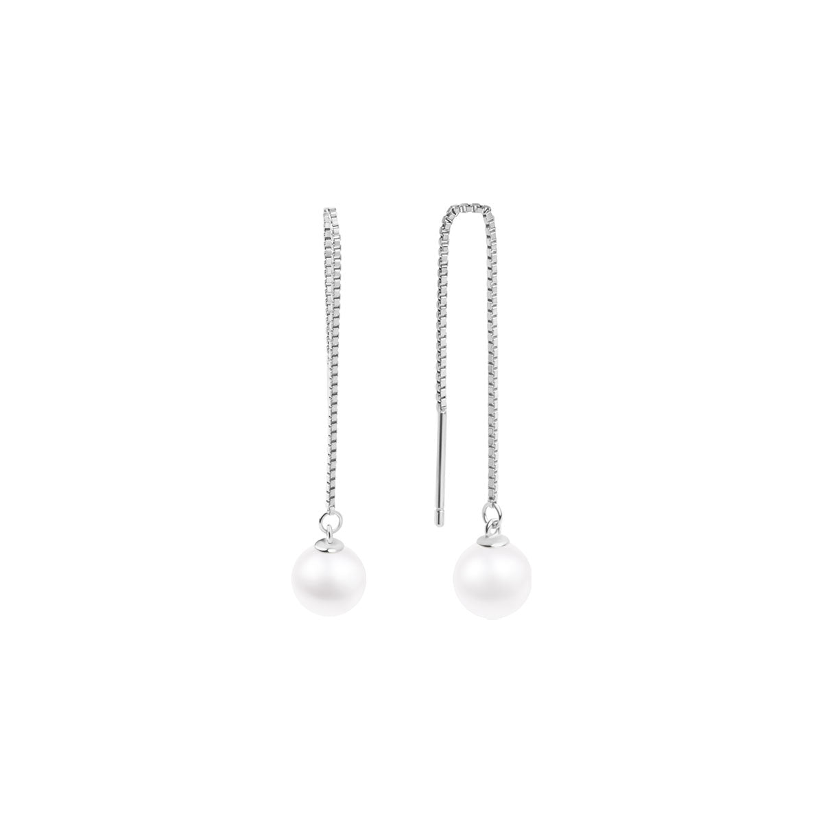 Kolczyki przeciągane srebrne z perłami