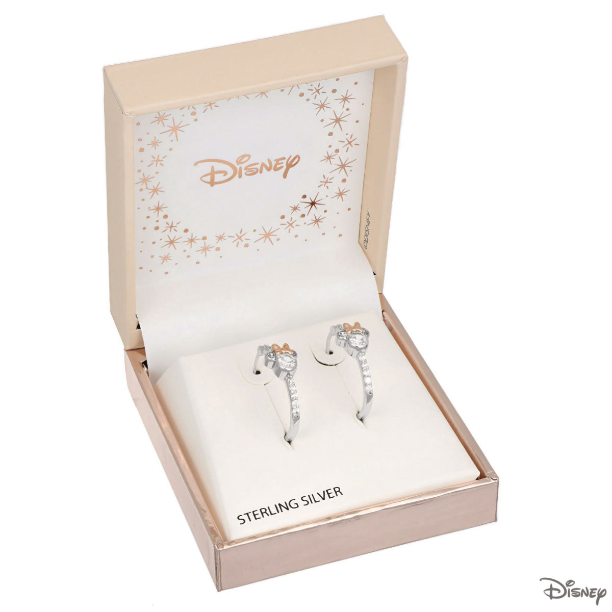 Kolczyki srebrne z cyrkoniami - koła - Myszka Minnie - Disney