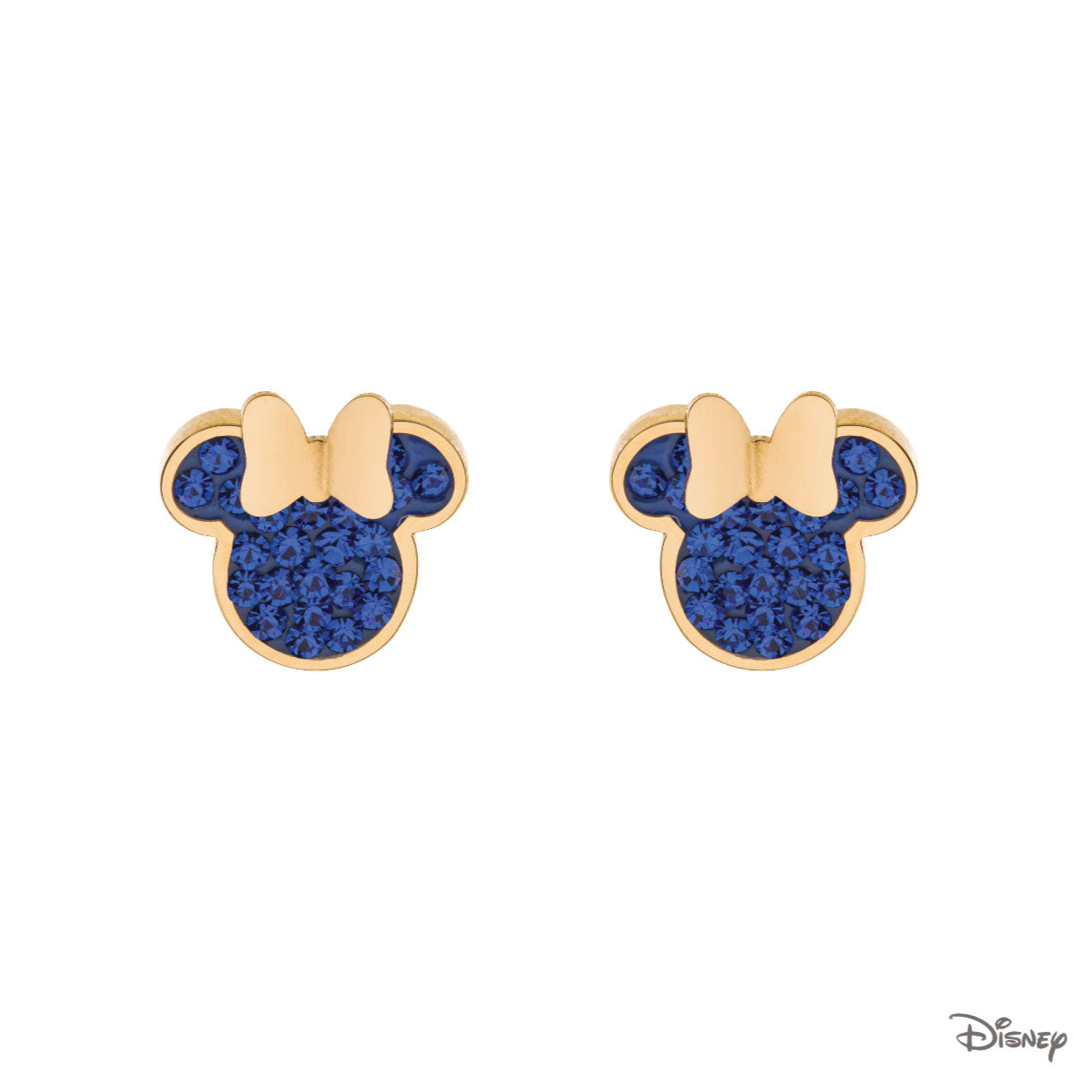 Kolczyki stalowe z granatowymi cyrkoniami - Myszka Minnie - Disney