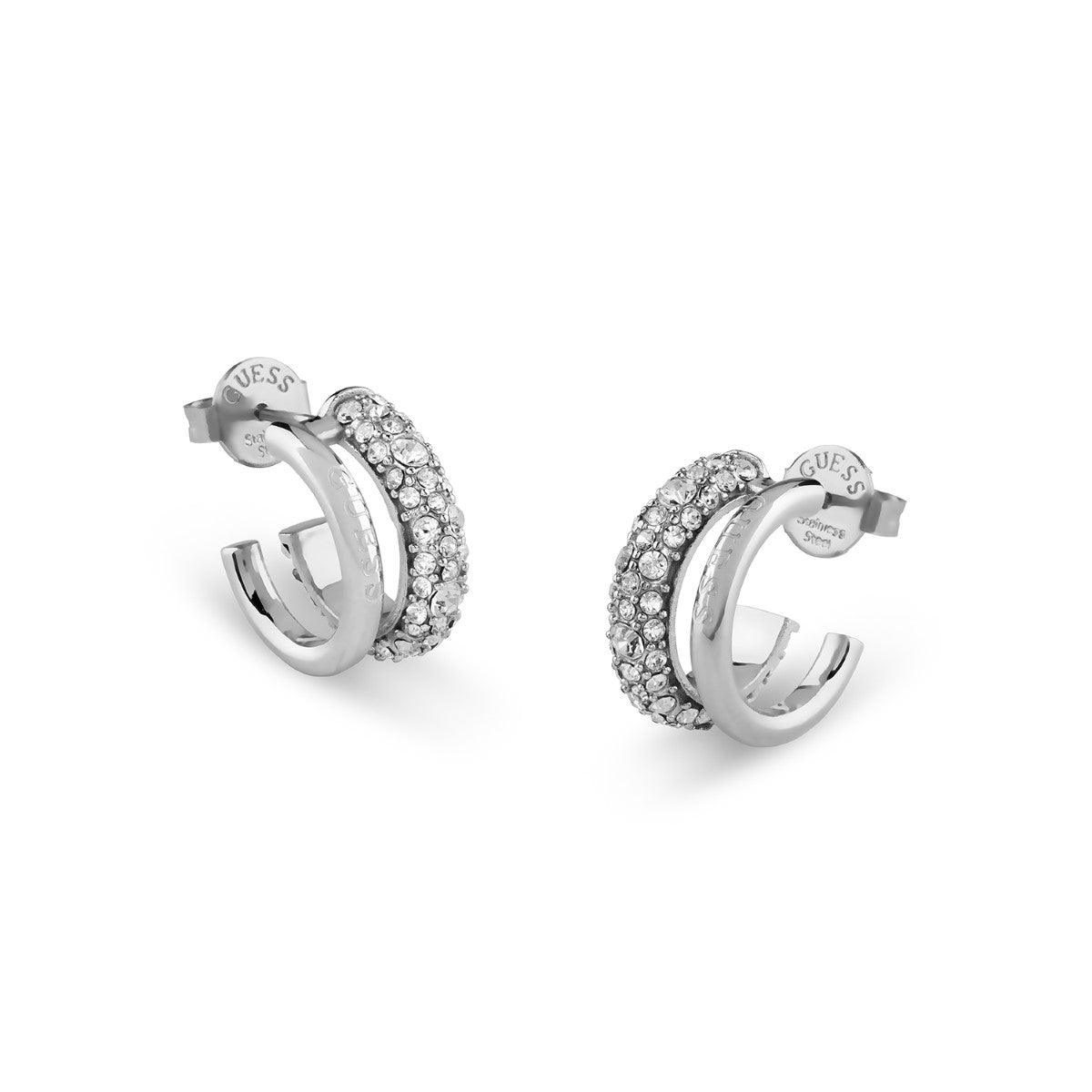 Kolczyki stalowe półokrągłe z cyrkoniami - Guess Jewelery