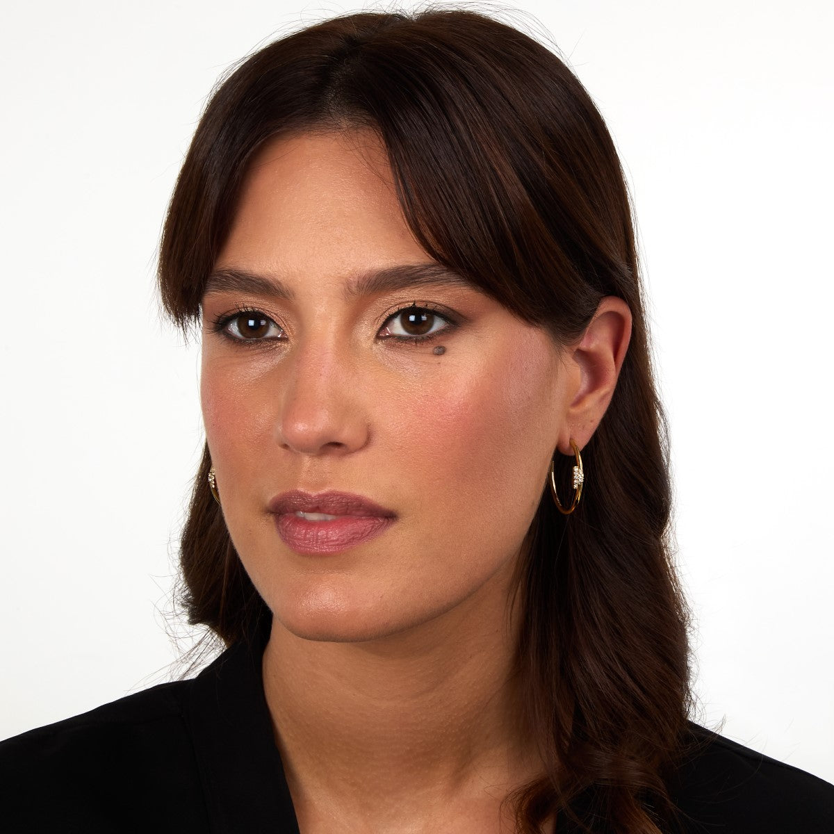 Kolczyki stalowe z cyrkoniam - Trussardi T-logo Hoop