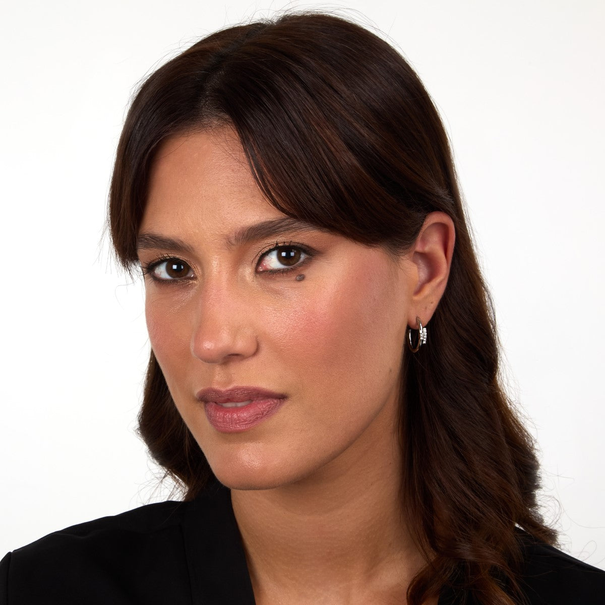 Kolczyki stalowe z cyrkoniami - Trussardi T-Logo Hoop